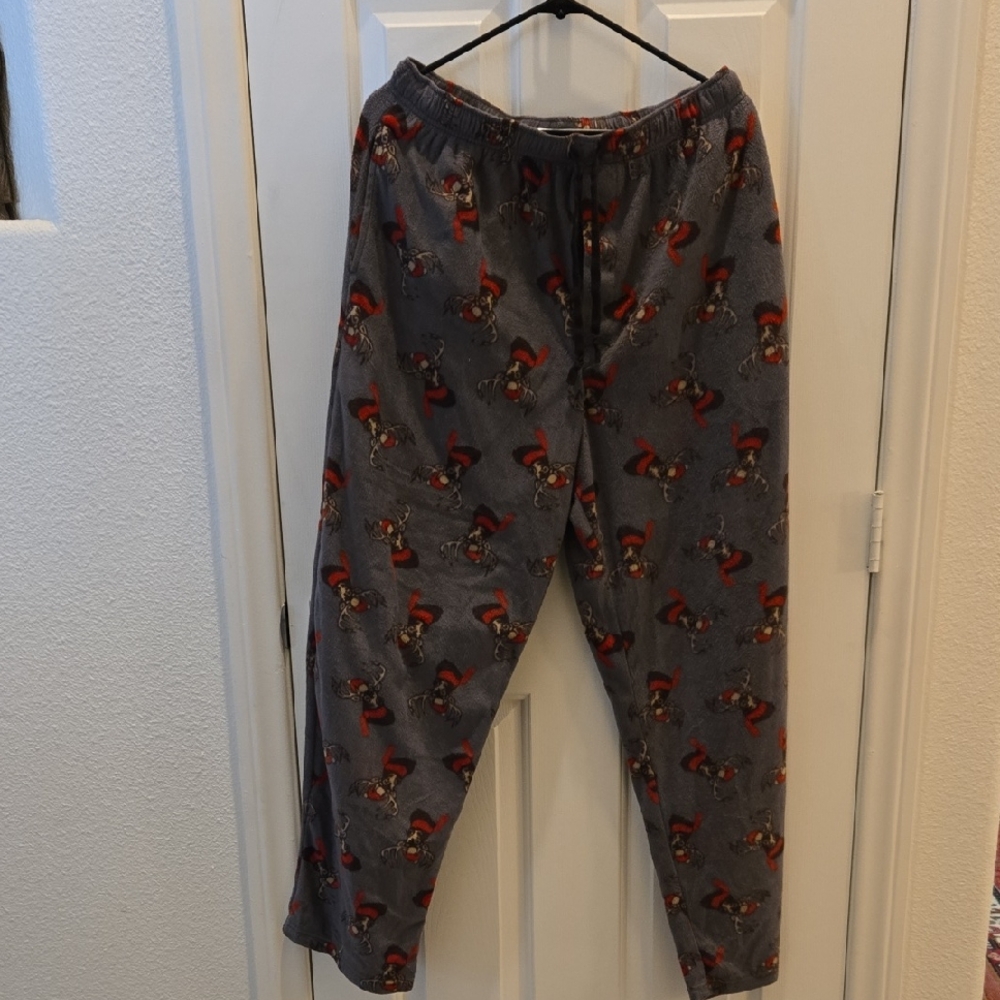 Stafford Gray Sleep Pants with Red Deer Pattern